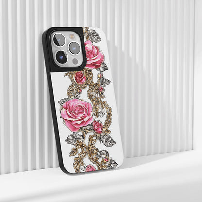 Industry-Level Tough Matte Red Rose iPhone Case (MagSafe-Compatible)