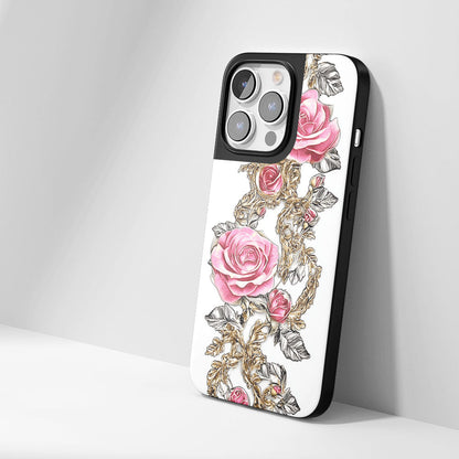 Industry-Level Tough Matte Red Rose iPhone Case (MagSafe-Compatible)