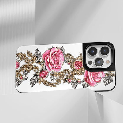 Industry-Level Tough Matte Red Rose iPhone Case (MagSafe-Compatible)