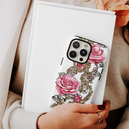 Double-Layer Semi-Handprinted Tough Matte Red Rose iPhone Case