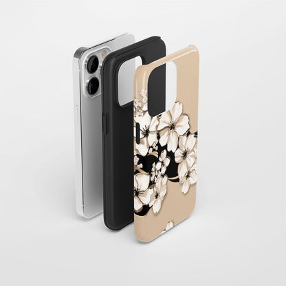 Double-Layer Semi-Handprinted Tough Matte Sakura iPhone Case