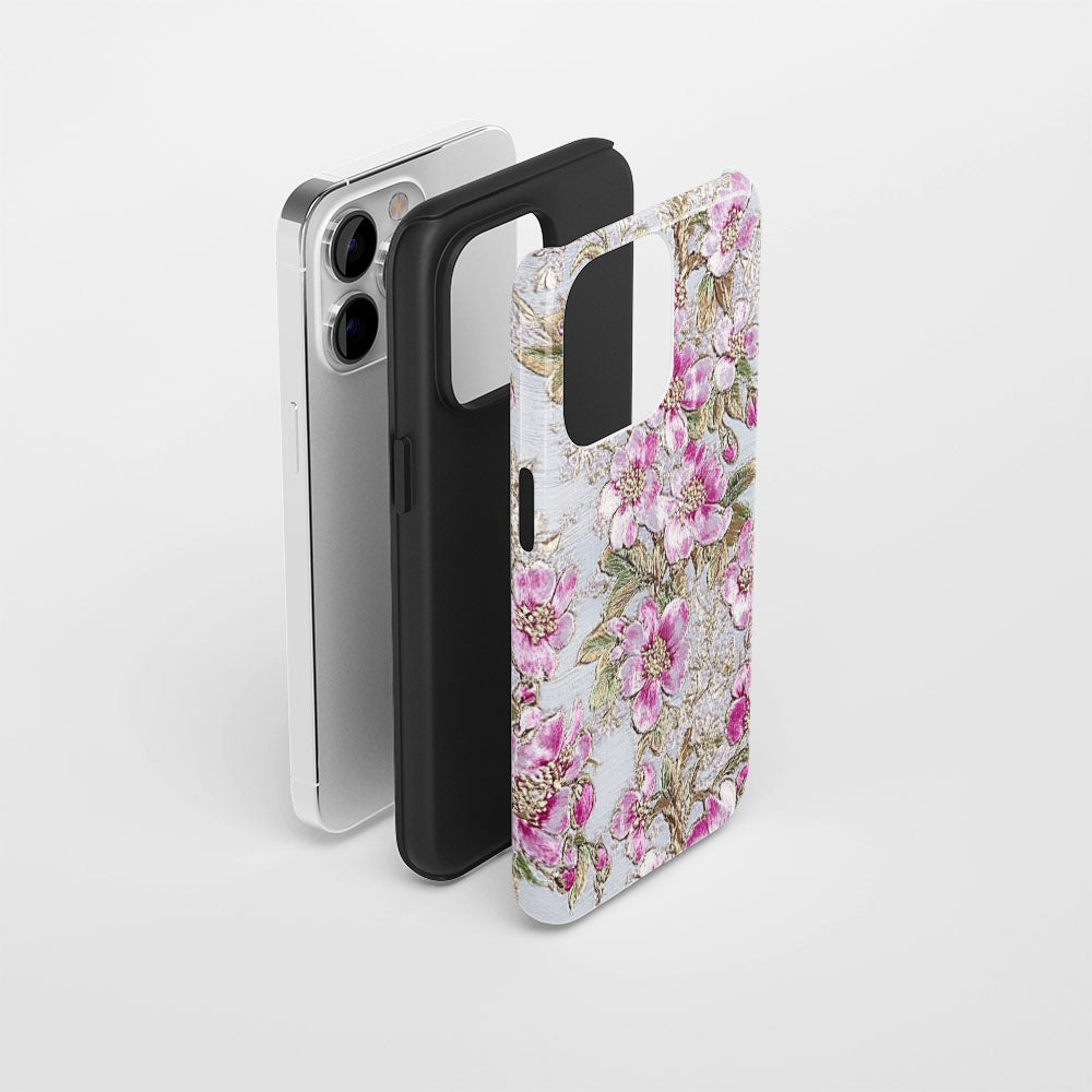 Double-Layer Semi-Handprinted Tough Matte Sakura iPhone Case