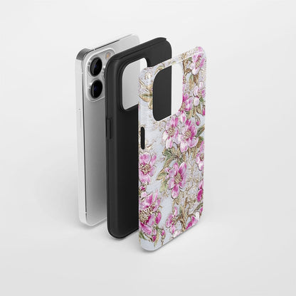Double-Layer Semi-Handprinted Tough Matte Sakura iPhone Case