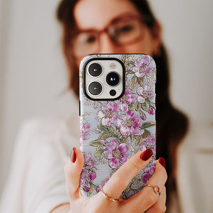 Double-Layer Semi-Handprinted Tough Matte Sakura iPhone Case
