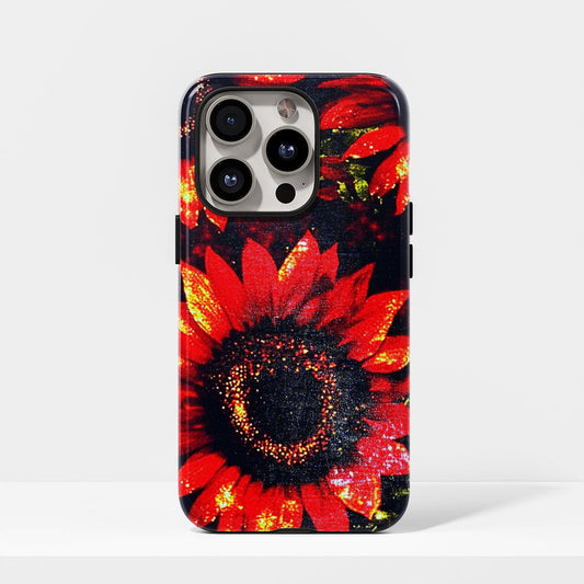 เคส iPhone ดอกทานตะวันเคลือบด้าน 2 ชั้น พิมพ์ลายด้วยมือครึ่งหนึ่ง 