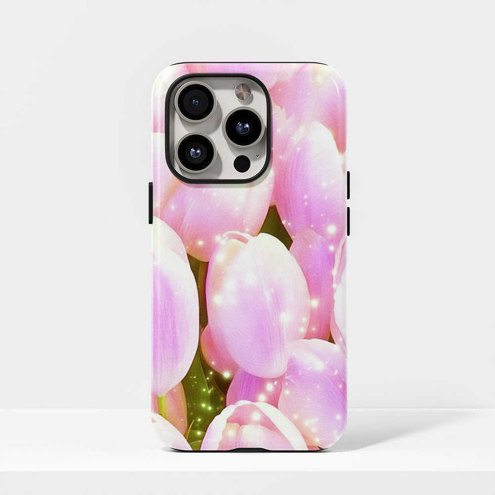 Double-Layer Semi-Handprinted Tough Matte Tulip iPhone Case