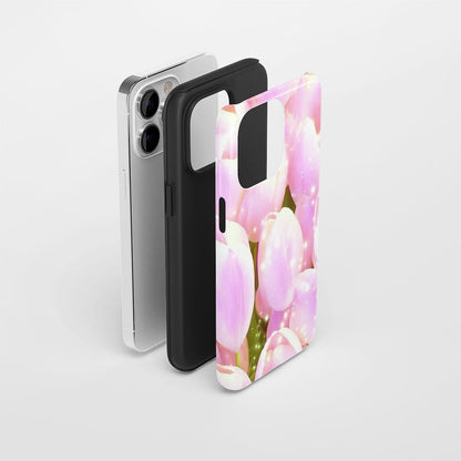 Double-Layer Semi-Handprinted Tough Matte Tulip iPhone Case