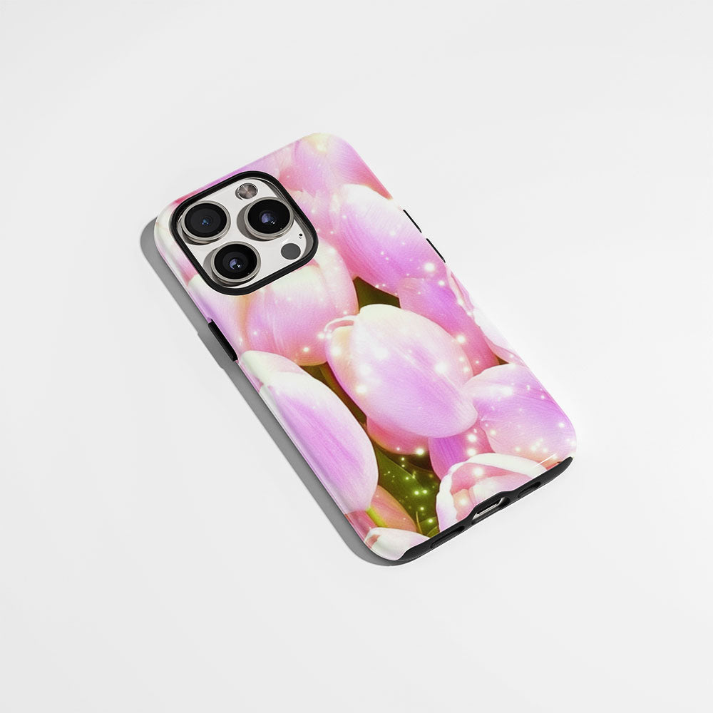 Double-Layer Semi-Handprinted Tough Matte Tulip iPhone Case