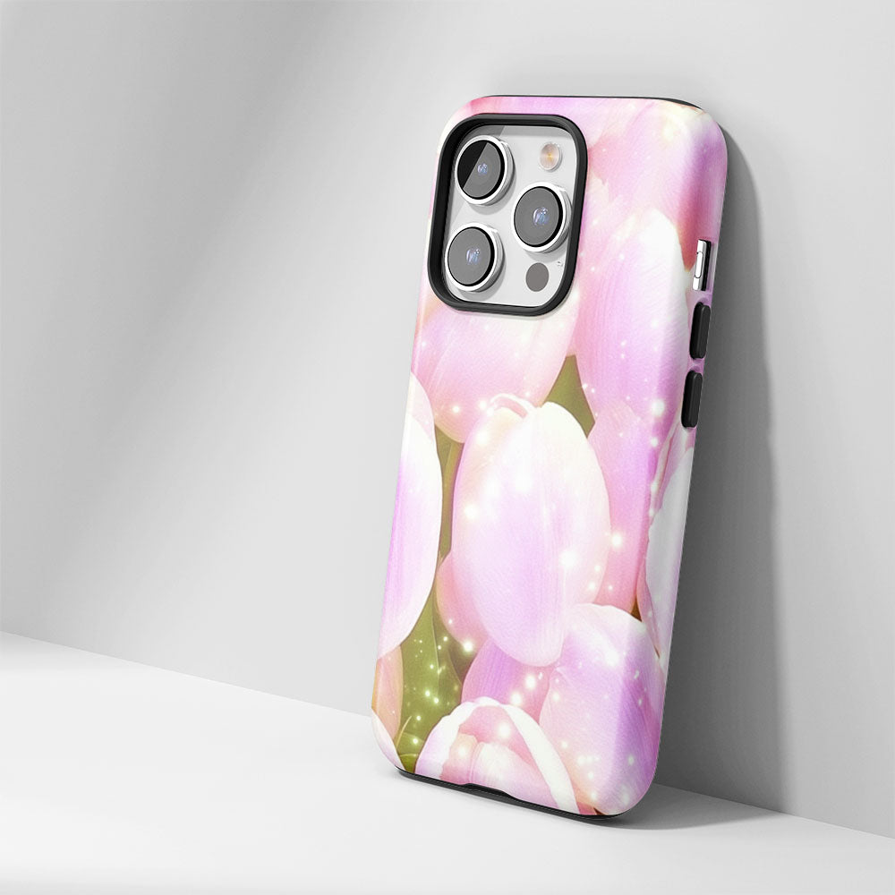 Double-Layer Semi-Handprinted Tough Matte Tulip iPhone Case