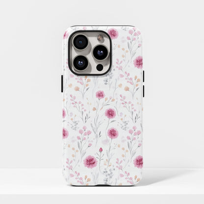 เคส iPhone ลายคาร์เนชั่นเคลือบด้าน 2 ชั้น พิมพ์ลายด้วยมือ 