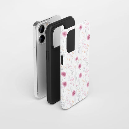 เคส iPhone ลายคาร์เนชั่นเคลือบด้าน 2 ชั้น พิมพ์ลายด้วยมือ 