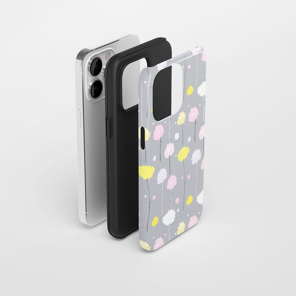 เคส iPhone ลายคาร์เนชั่นเคลือบด้าน 2 ชั้น พิมพ์ลายด้วยมือ 