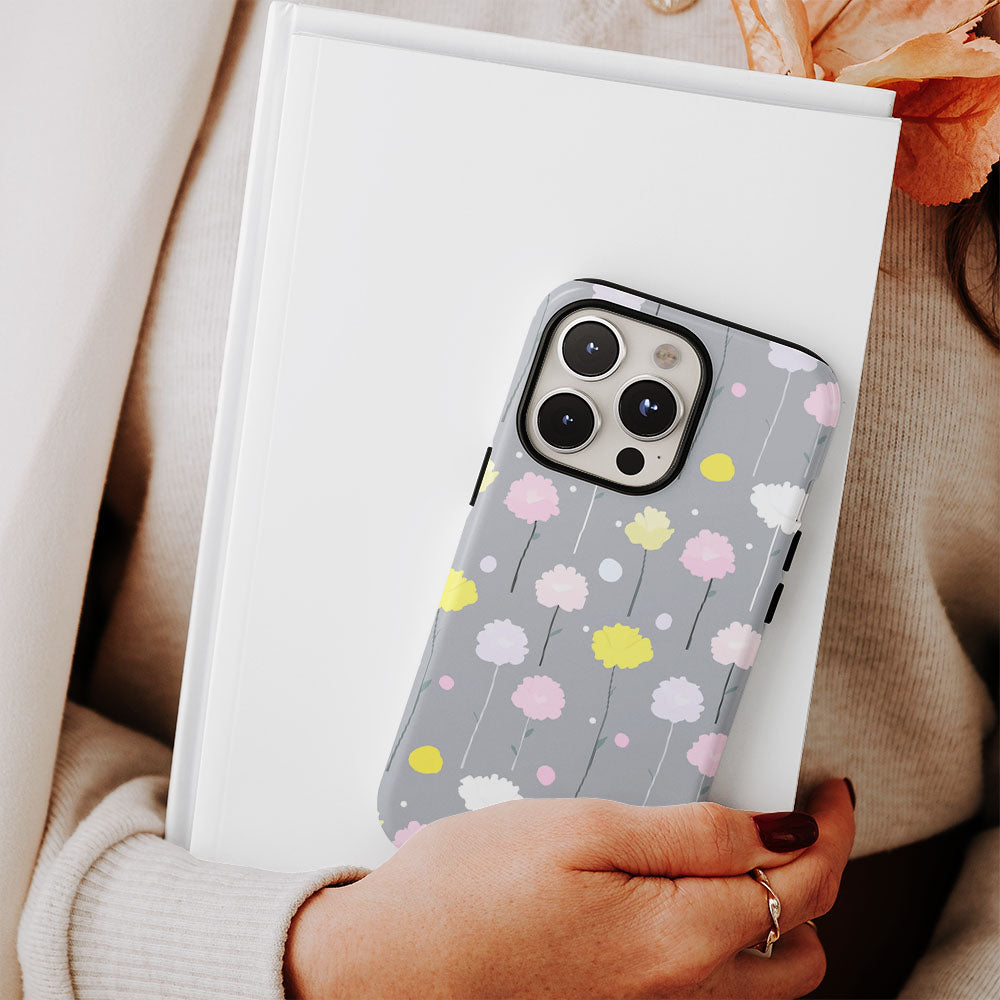 เคส iPhone ลายคาร์เนชั่นเคลือบด้าน 2 ชั้น พิมพ์ลายด้วยมือ 