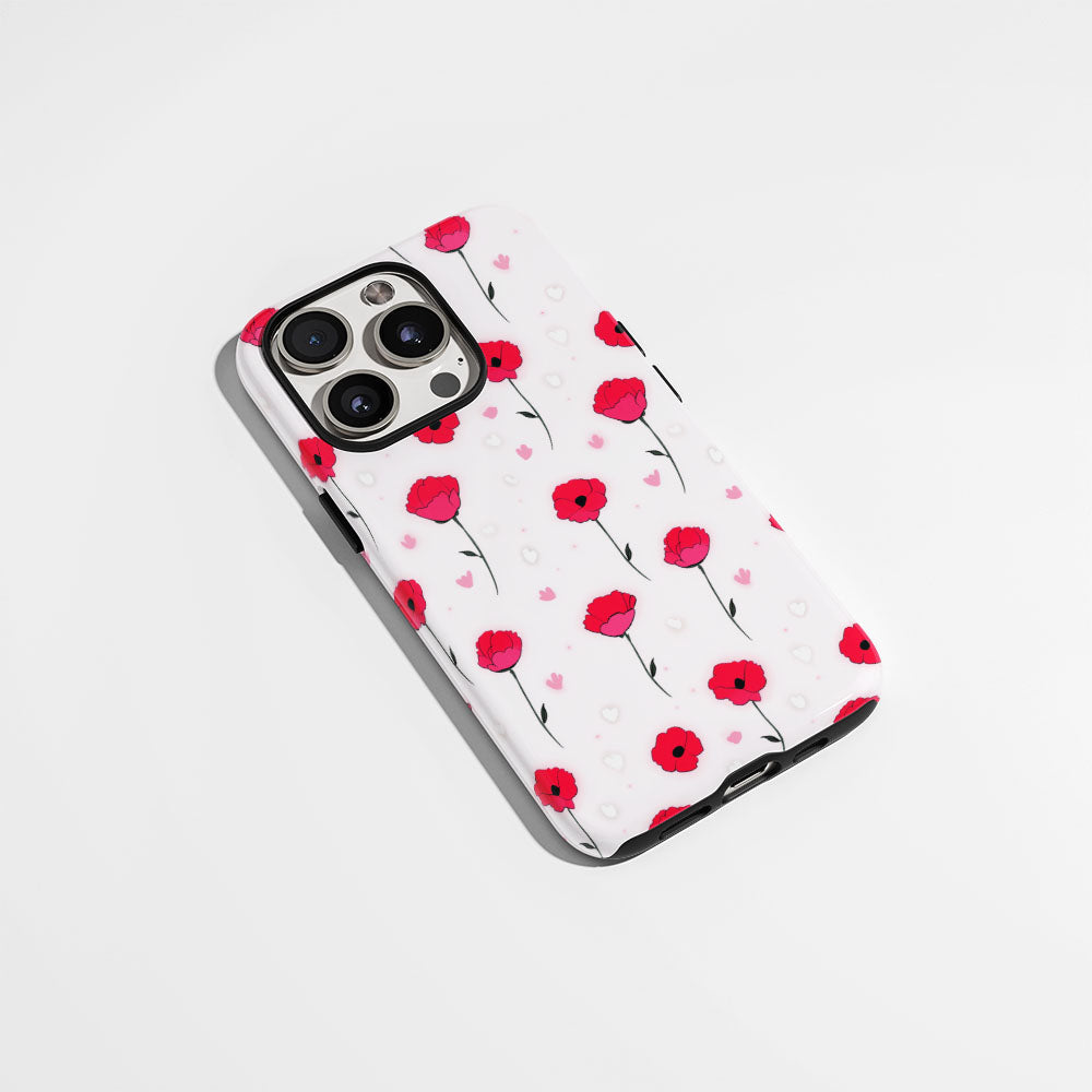 Double-Layer Semi-Handprinted Tough Matte Carnation iPhone Case
