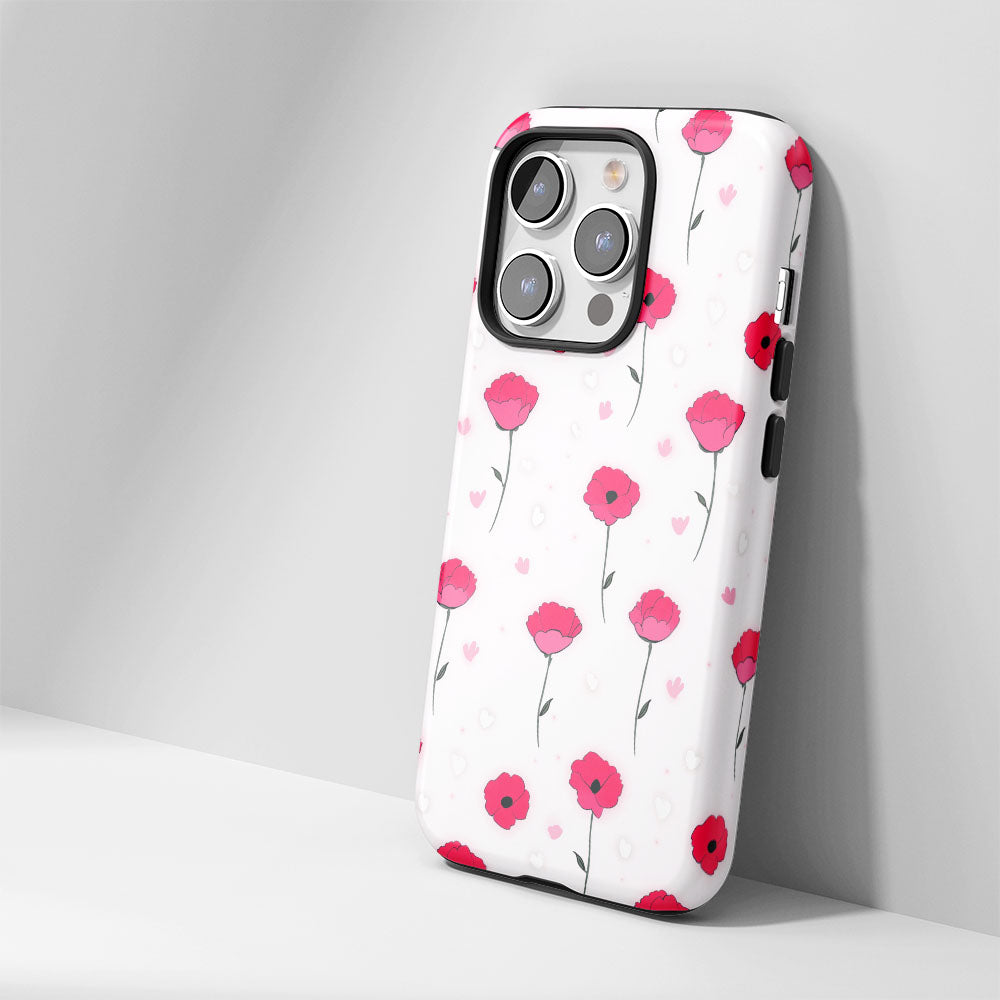 Double-Layer Semi-Handprinted Tough Matte Carnation iPhone Case