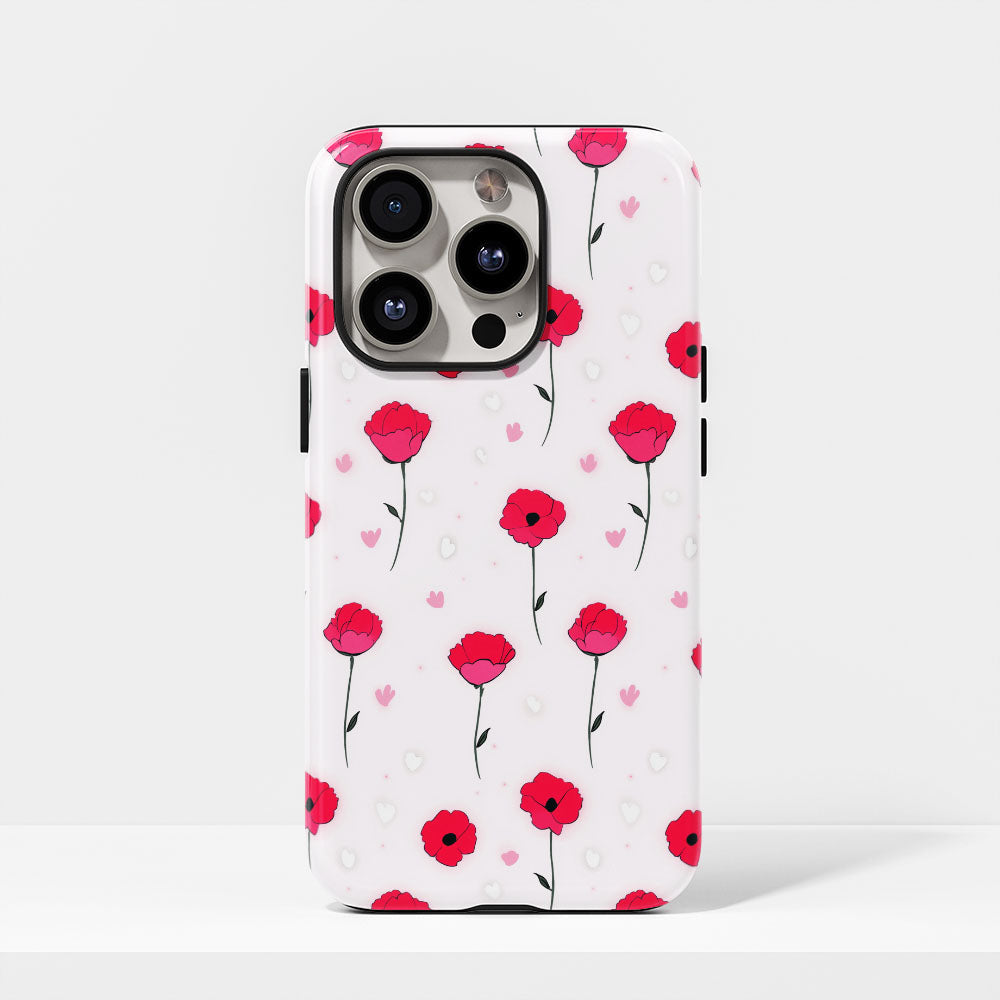 Double-Layer Semi-Handprinted Tough Matte Carnation iPhone Case