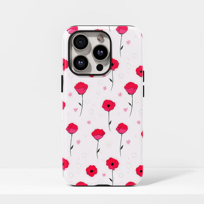 Double-Layer Semi-Handprinted Tough Matte Carnation iPhone Case