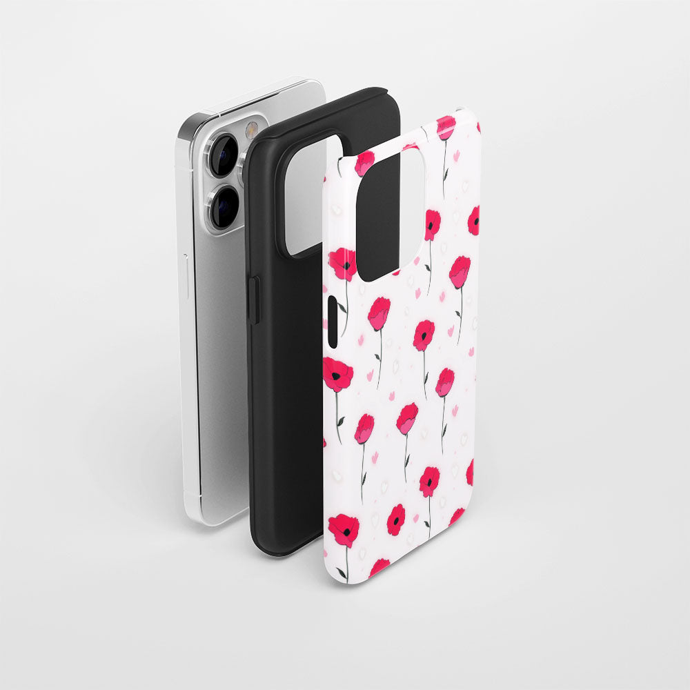 Double-Layer Semi-Handprinted Tough Matte Carnation iPhone Case