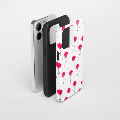 Double-Layer Semi-Handprinted Tough Matte Carnation iPhone Case