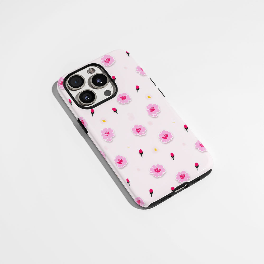 Double-Layer Semi-Handprinted Tough Matte Carnation iPhone Case