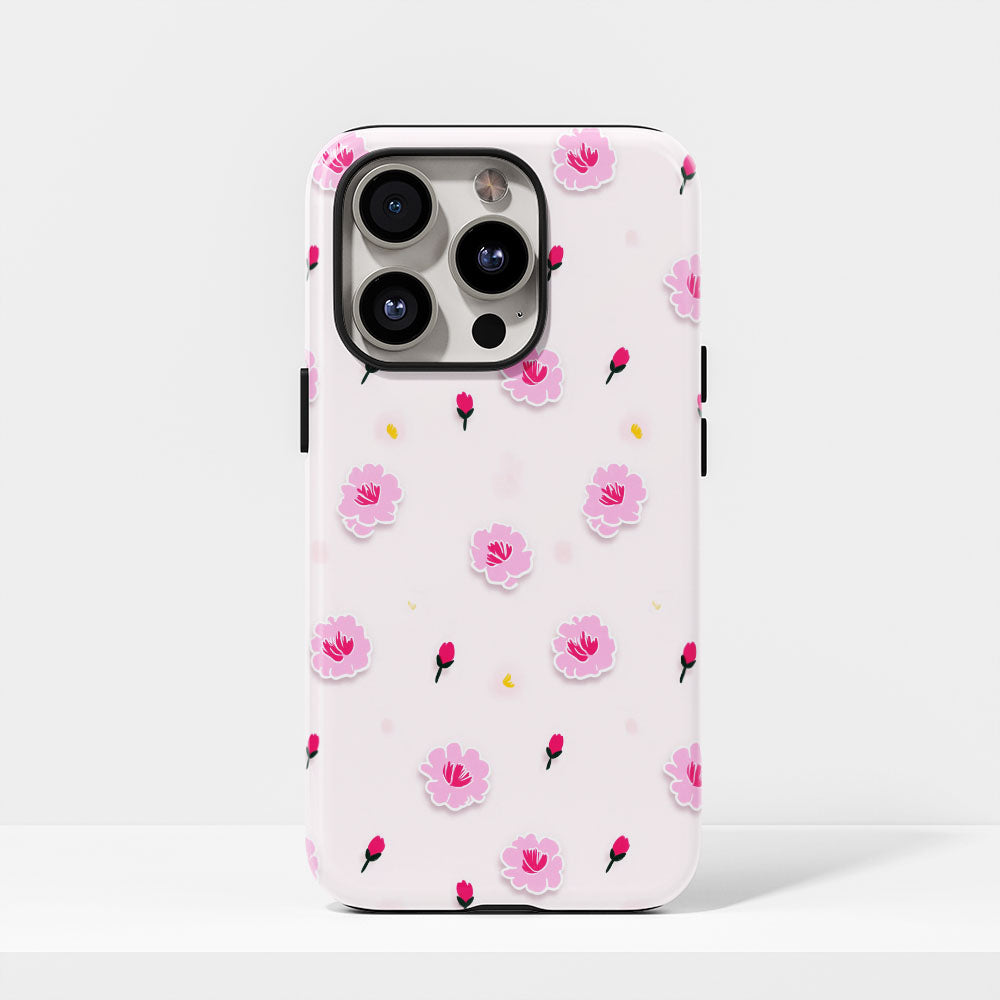 Double-Layer Semi-Handprinted Tough Matte Carnation iPhone Case