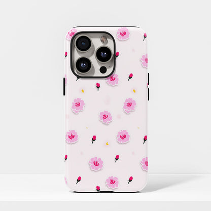 Double-Layer Semi-Handprinted Tough Matte Carnation iPhone Case