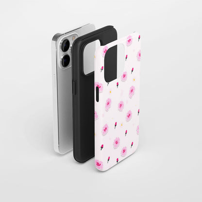 Double-Layer Semi-Handprinted Tough Matte Carnation iPhone Case