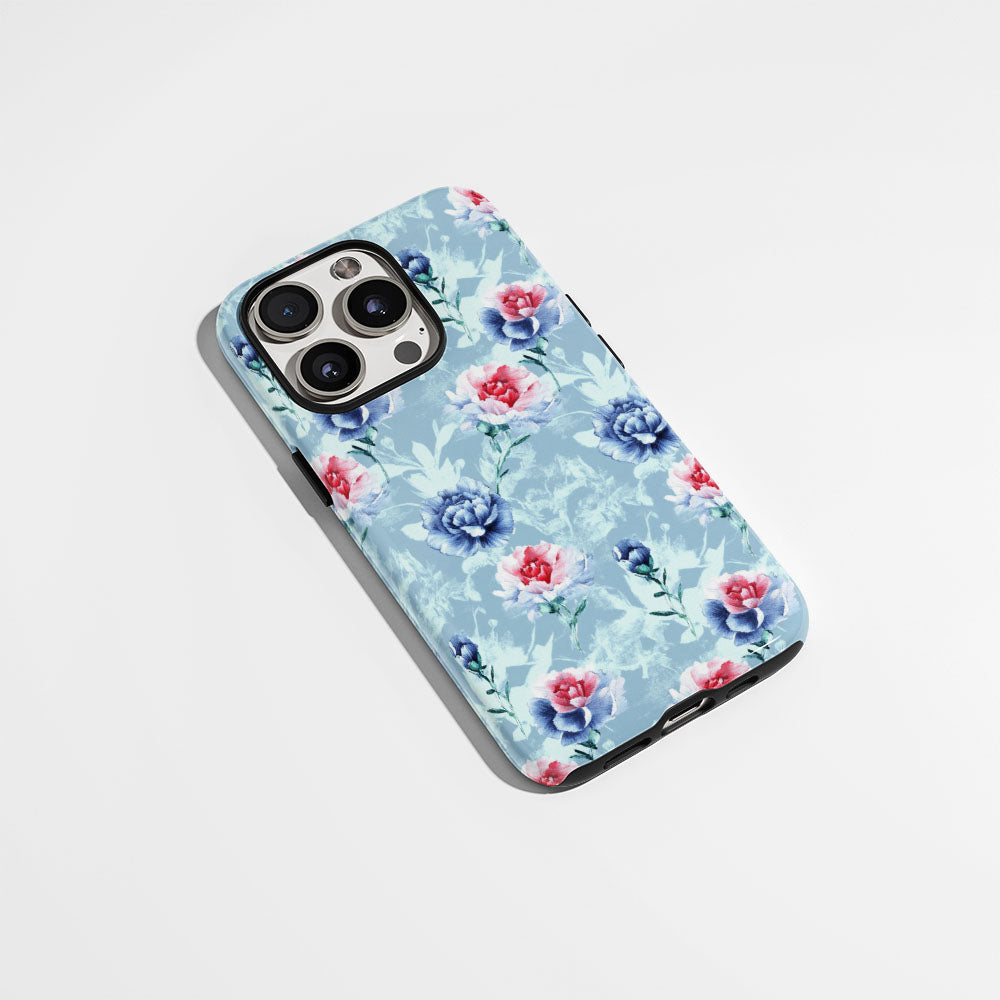 雙層半手工印花硬質霧面康乃馨 iPhone 手機殼