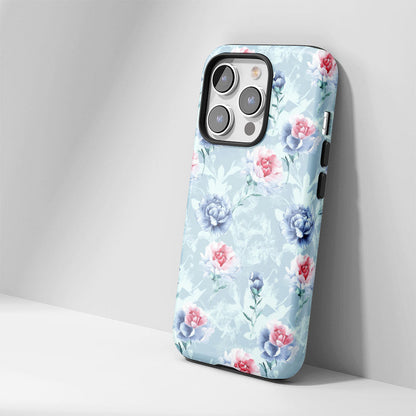 雙層半手工印花硬質霧面康乃馨 iPhone 手機殼