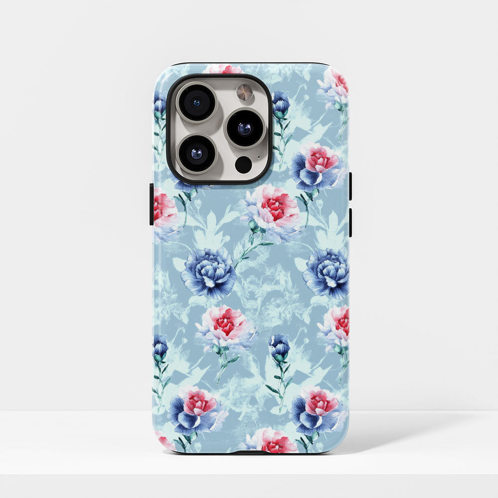 雙層半手工印花硬質霧面康乃馨 iPhone 手機殼