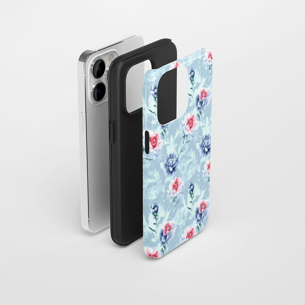 雙層半手工印花硬質霧面康乃馨 iPhone 手機殼