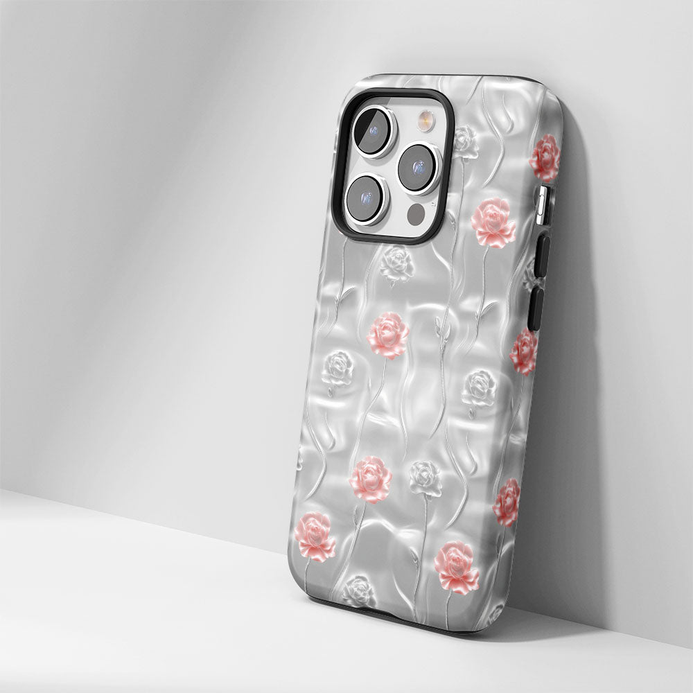 Double-Layer Semi-Handprinted Tough Matte Carnation iPhone Case