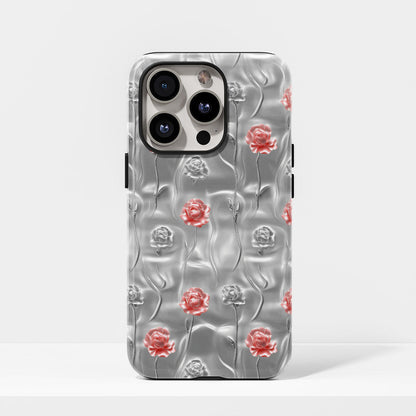 Double-Layer Semi-Handprinted Tough Matte Carnation iPhone Case