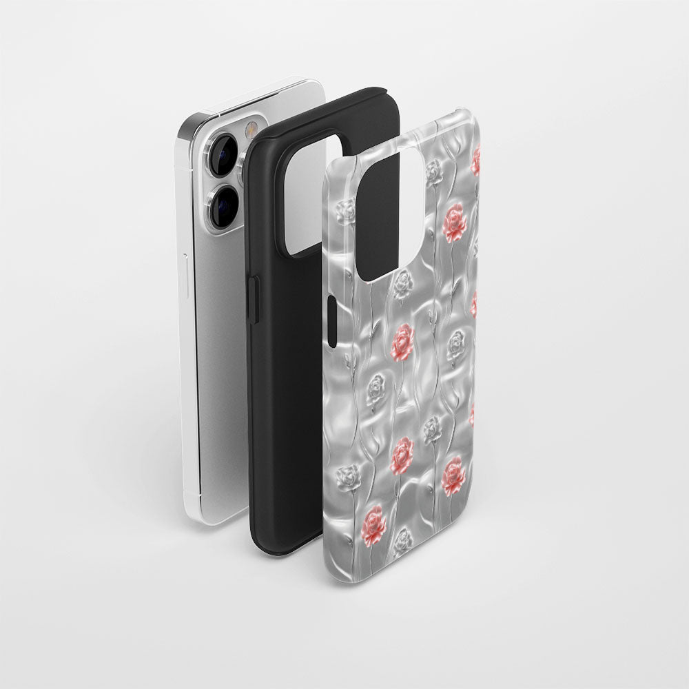 Double-Layer Semi-Handprinted Tough Matte Carnation iPhone Case