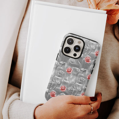 Double-Layer Semi-Handprinted Tough Matte Carnation iPhone Case