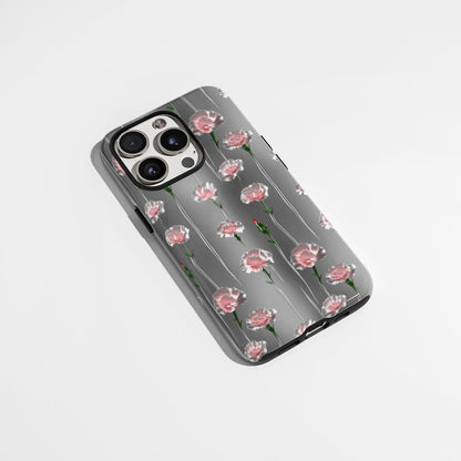 Double-Layer Semi-Handprinted Tough Matte Carnation iPhone Case
