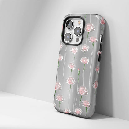 Double-Layer Semi-Handprinted Tough Matte Carnation iPhone Case