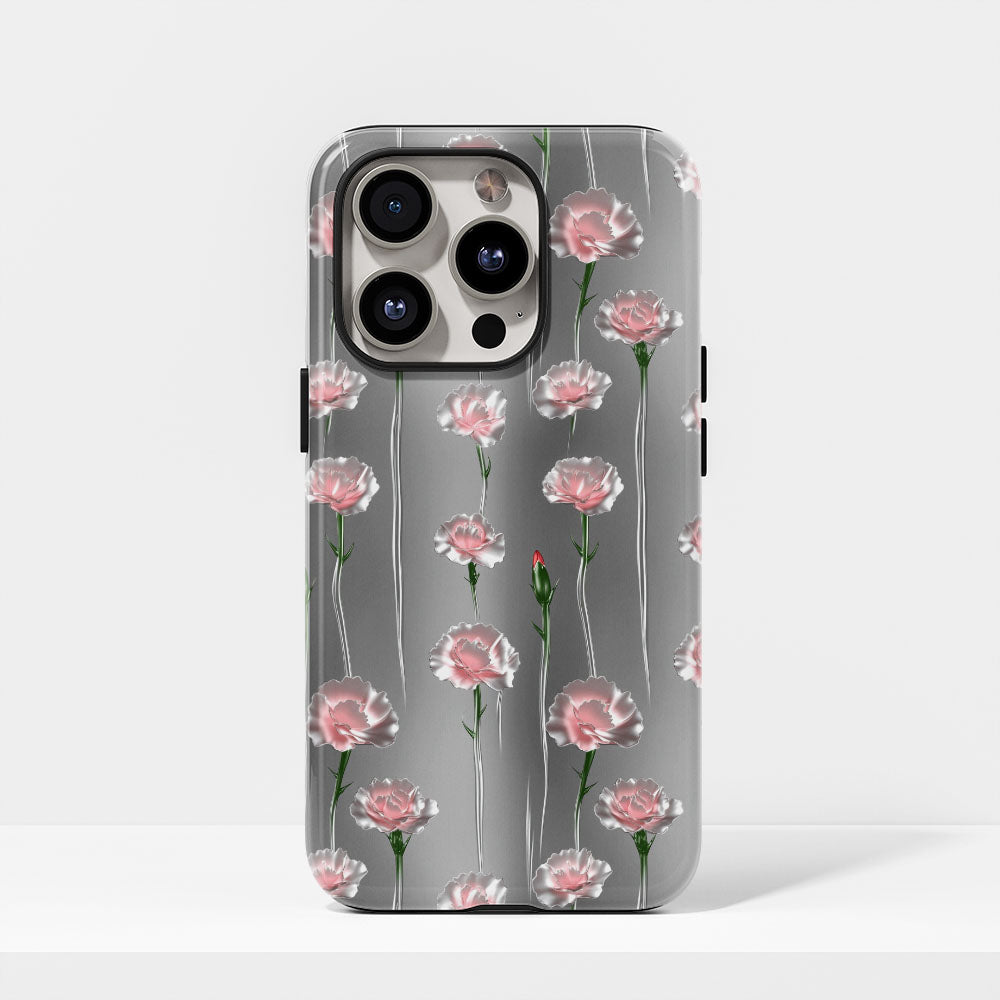 Double-Layer Semi-Handprinted Tough Matte Carnation iPhone Case