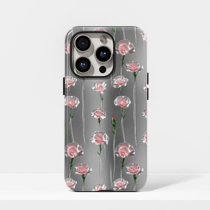 Double-Layer Semi-Handprinted Tough Matte Carnation iPhone Case
