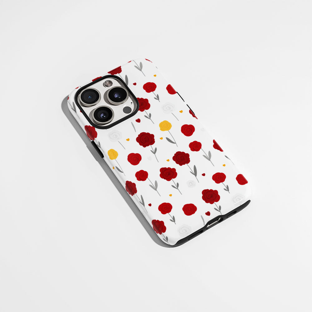 Double-Layer Semi-Handprinted Tough Matte Carnation iPhone Case
