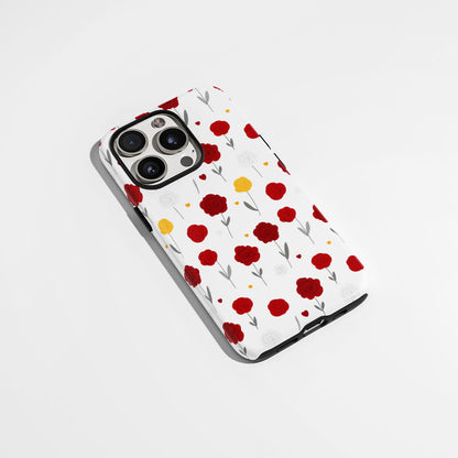 Double-Layer Semi-Handprinted Tough Matte Carnation iPhone Case