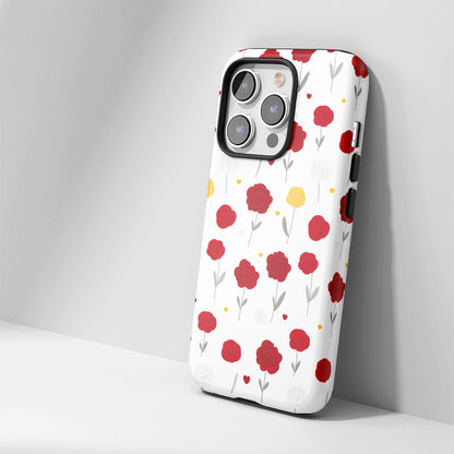 Double-Layer Semi-Handprinted Tough Matte Carnation iPhone Case