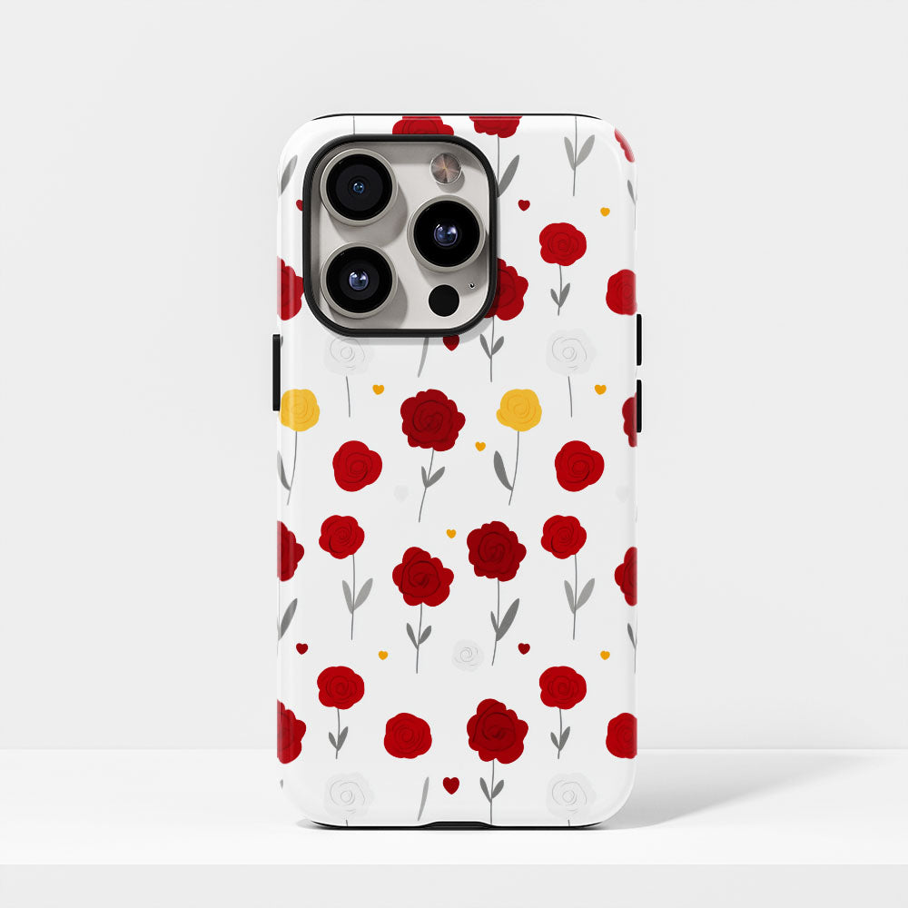 Double-Layer Semi-Handprinted Tough Matte Carnation iPhone Case