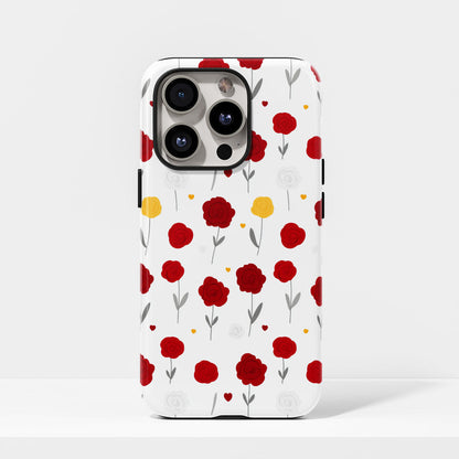 Double-Layer Semi-Handprinted Tough Matte Carnation iPhone Case