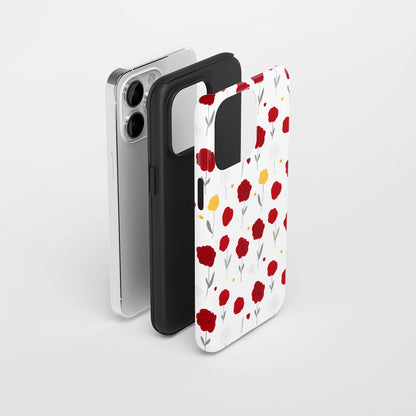 Double-Layer Semi-Handprinted Tough Matte Carnation iPhone Case