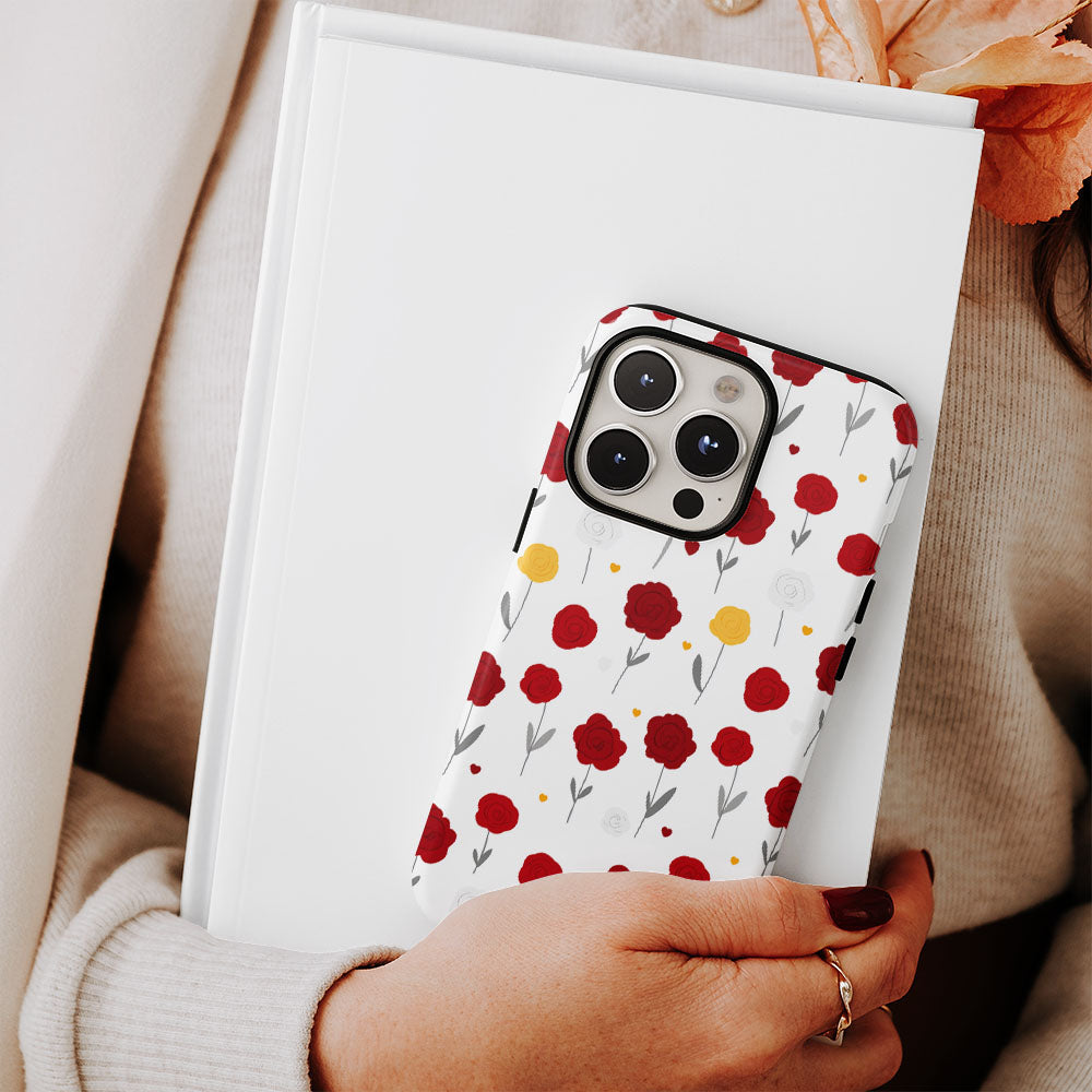 Double-Layer Semi-Handprinted Tough Matte Carnation iPhone Case