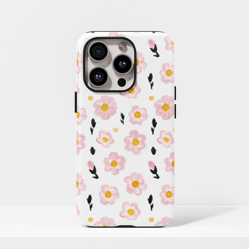 Double-Layer Semi-Handprinted Tough Matte Carnation iPhone Case