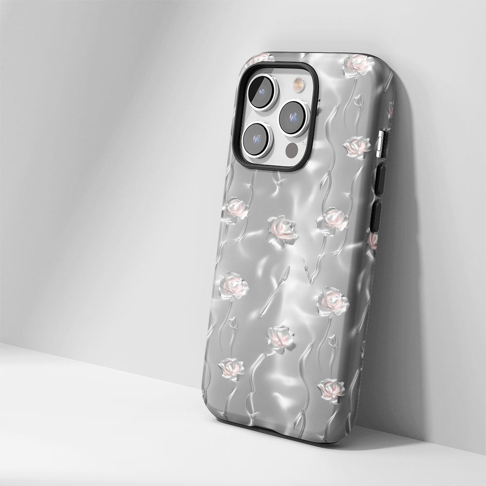 Double-Layer Semi-Handprinted Tough Matte Carnation iPhone Case