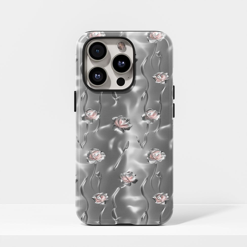 Double-Layer Semi-Handprinted Tough Matte Carnation iPhone Case
