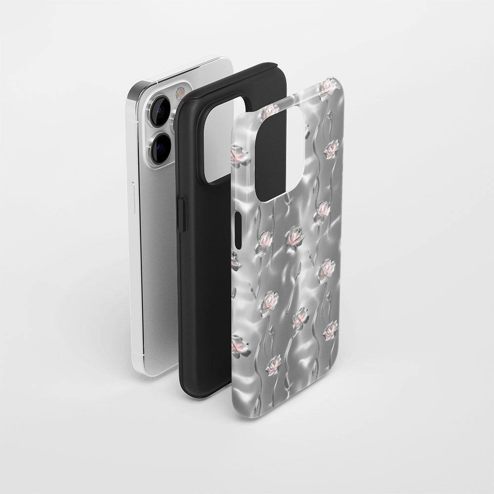 Double-Layer Semi-Handprinted Tough Matte Carnation iPhone Case